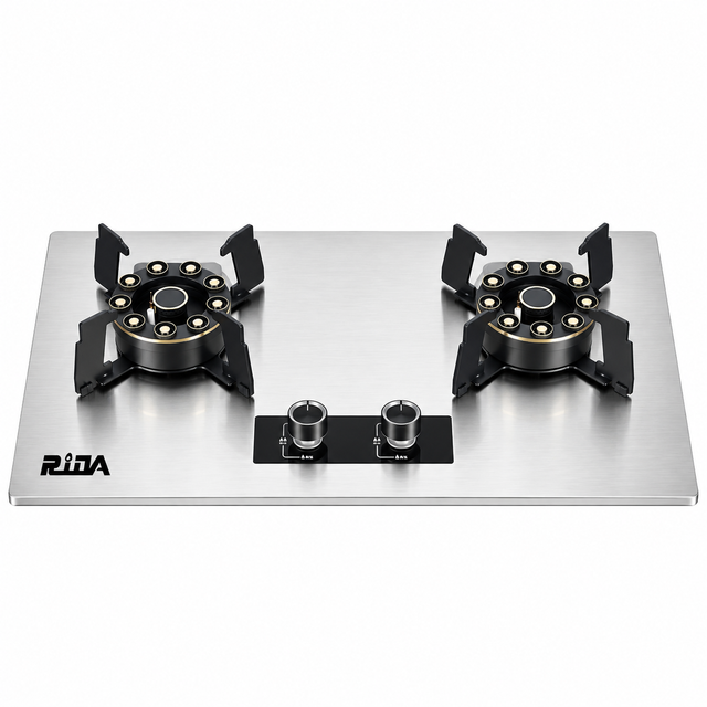 2 Burner Stainless Steel Built-in Gas Hob with Copper Multi-Ring Burners