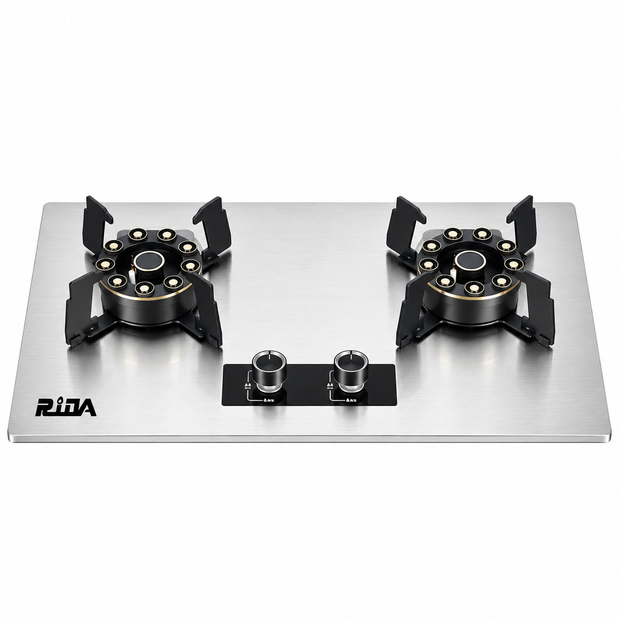 2 Burner Stainless Steel Built-in Gas Hob with Copper Multi-Ring Burners