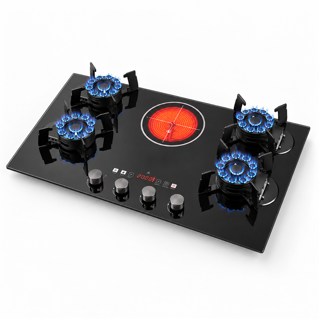 4 Gas Burner + 1 Electric Built-in Hybrid Hob