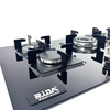 5 Burner Black Tempered Glass Built-in Gas Hob with Big Centre Burner