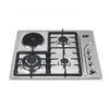 3 Burner Gas and Electric Ceramic Built-in Hob with Stainless Steel Panel