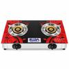 2 Burner Red Pattern Glass Top Tabletop Gas Stove