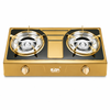 2 Burner Gold Color Steel Tabletop Gas Stove for Household Cooking