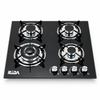 4 Burner Black Tempered Glass Built-in Gas Hob with Large Wok Burner