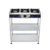 3 Burner Freestanding Gas Stove with Double Storage Shelves