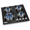 4 Burner Black Tempered Glass Built-in Gas Hob with Large Wok Burner