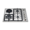 3 Burner Gas and Electric Ceramic Built-in Hob with Stainless Steel Panel