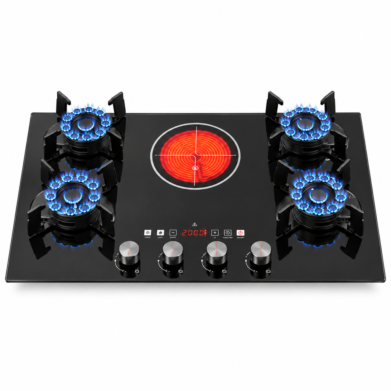 4 Gas Burner + 1 Electric Built-in Hybrid Hob
