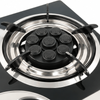 2 Burner Black Glass Tabletop Gas Stove with Multi-Port Burners