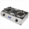 2 Burner Black Glass Tabletop Gas Stove with Multi-Port Burners