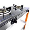 2 Burner Tempered Glass Gas Stove with Double Storage Shelves