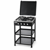 4 Burner Freestanding Gas Stove with Cover and Double Storage Shelves