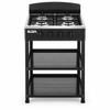 4 Burner Freestanding Gas Stove with Double Storage Shelves