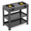 Double Brass Burner Gas Cooker with Freestanding Storage Stand