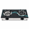 2 Burner Tempered Glass Tabletop Gas Stove with Infrared Burner and Open Flame Burner