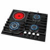 3 Burner Gas and 1 Electric Built-in Hybrid Hob with Tempered Glass Panel
