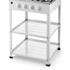 White 4 Burner Freestanding Gas Stove with Cover and Double Shelves