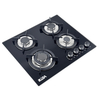 4 Burner Black Tempered Glass Built-in Gas Hob with Cast Iron Pan Supports