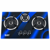 3 Burner Blue Tempered Glass Built-in Gas Hob with Dual Large Burners